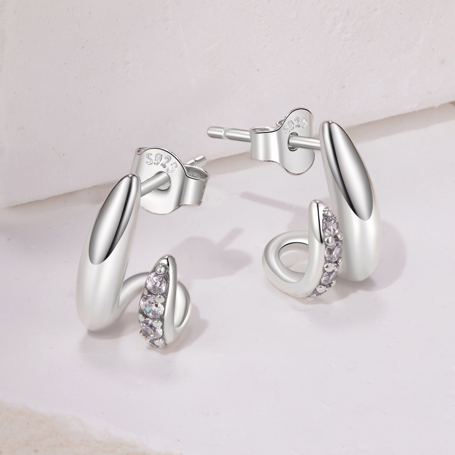 925 Sterling Silver Earrings with Pavé Setting CZ
