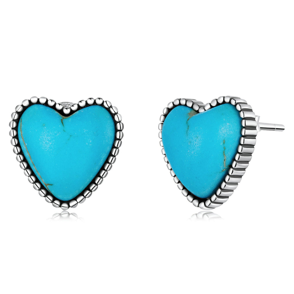 925 Sterling Silver Oxidized Turquoise Earrings for Women