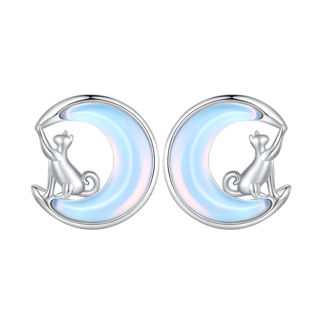 925 Sterling Silver Earrings with Transparent Glass, 13mm x 12mm for Women