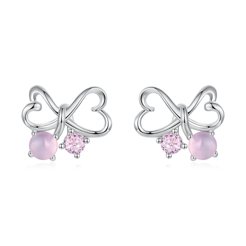 925 Sterling Silver Earrings with Pavé Setting CZ and Transparent Glass for Women