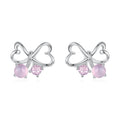 925 Sterling Silver Earrings with Pavé Setting CZ and Transparent Glass for Women