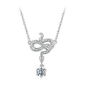 925 Sterling Silver Moissanite 0.50 Carat Necklace with CZ Pavé Setting in White Gold, 40+5cm for Women