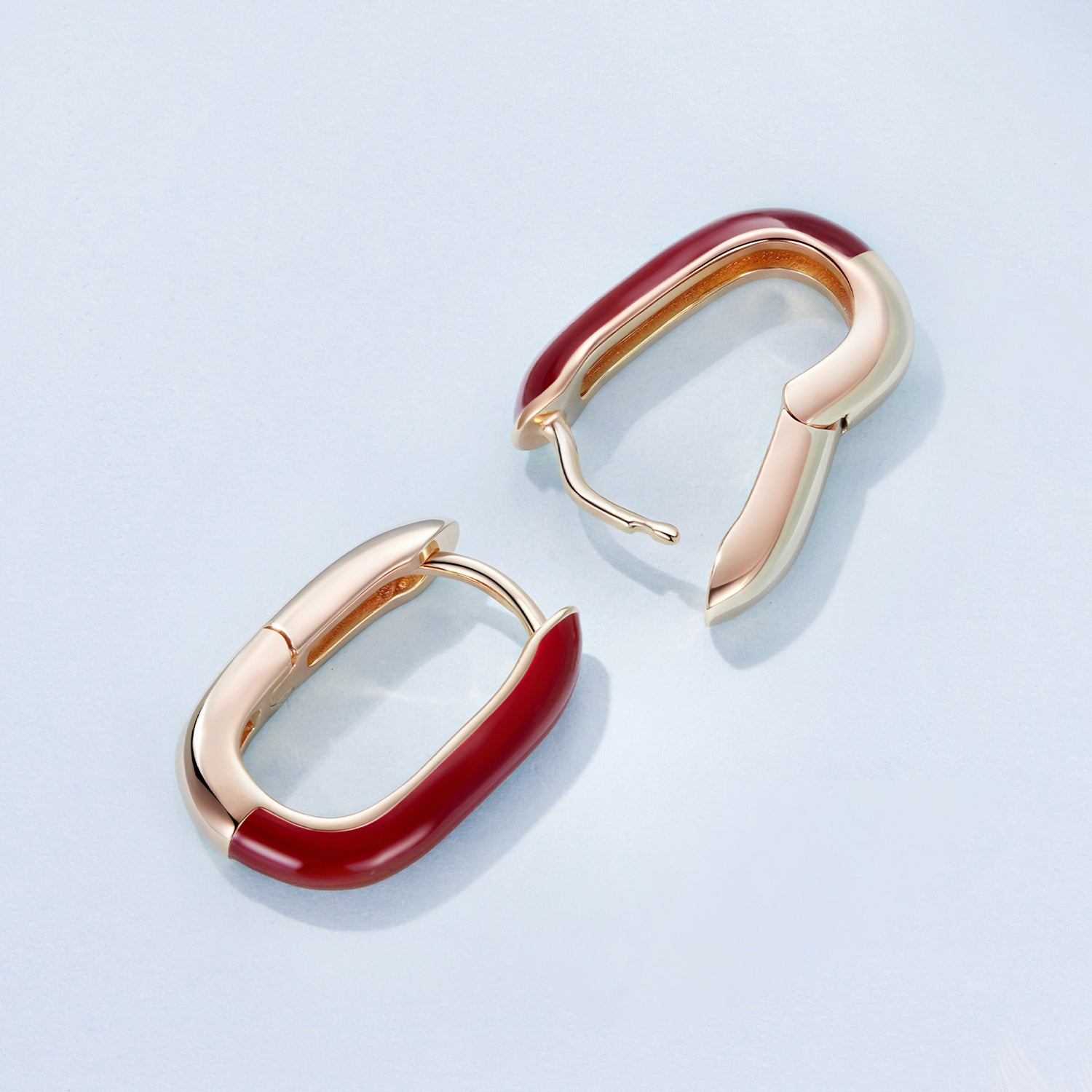925 Sterling Silver Plated Rose Gold Enamel Earrings for Women