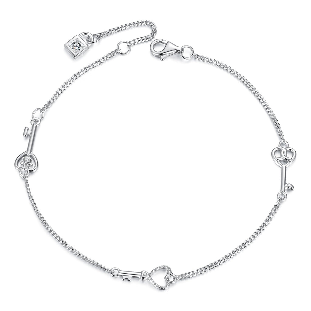 925 Sterling Silver White Gold Plated 21cm Pavé CZ Bracelet for Women