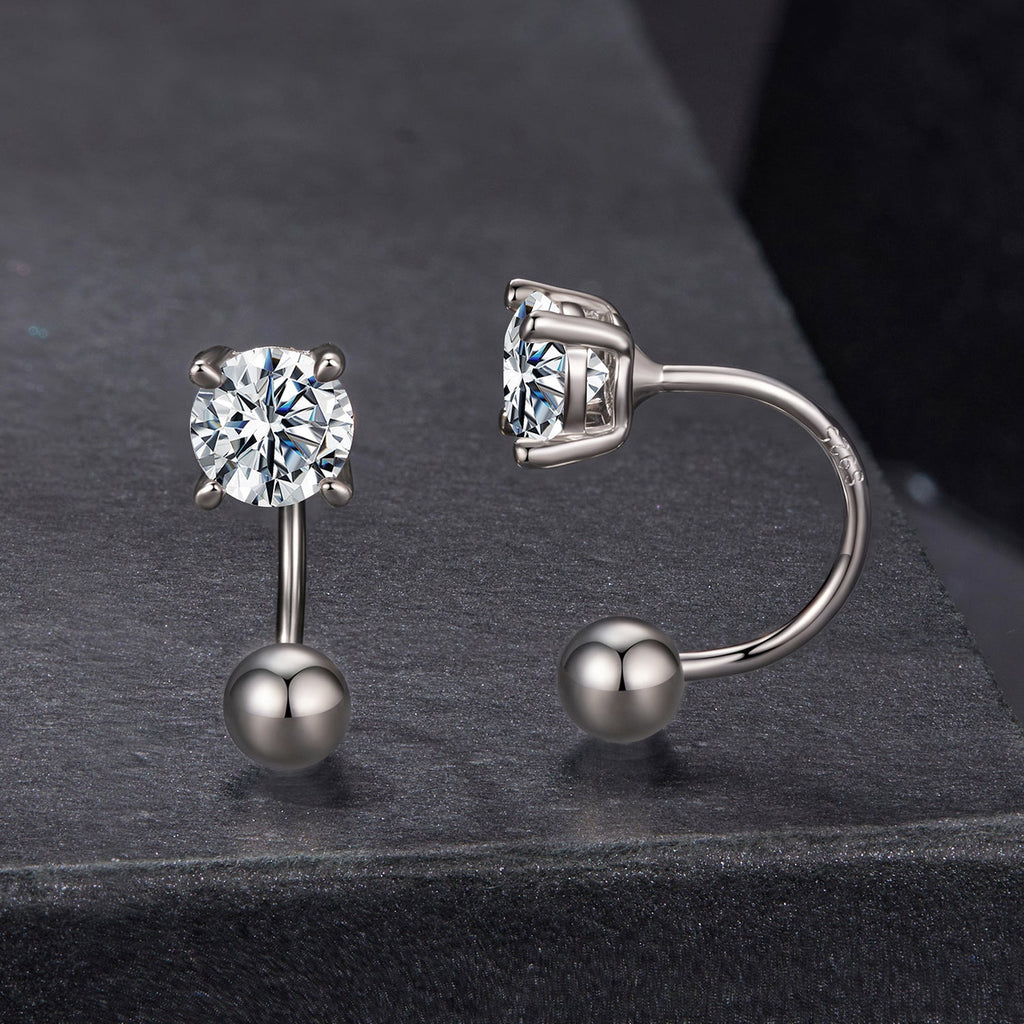 925 Sterling Silver Moissanite 0.1ct Earrings 1.3cm for Women