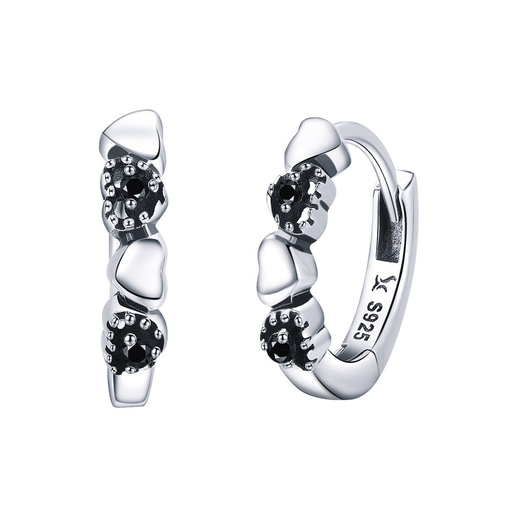 925 Sterling Silver Earrings with Pavé Setting CZ, 1.1*0.3cm