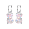 925 Sterling Silver Earrings with Pavé Setting CZ and Resin - 2.8 x 1.1 cm - Women's Fashion