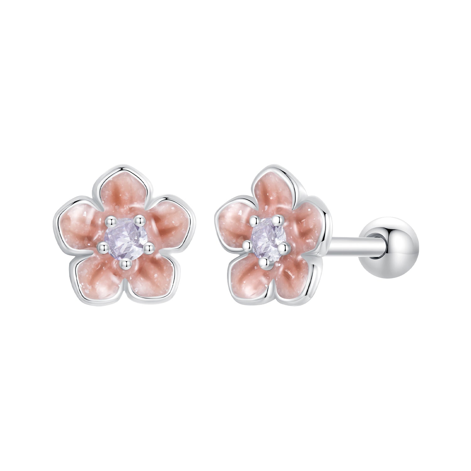 925 Sterling Silver Earrings with White Gold Plating and Pavé Setting CZ
