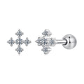 925 Sterling Silver Moissanite Earrings White Gold Plated 0.5cm for Women