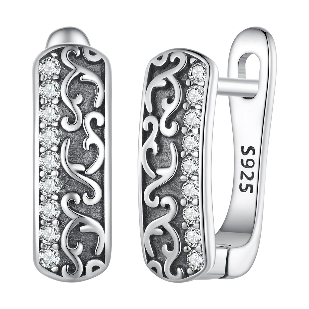 925 Sterling Silver Earrings with Pavé Setting CZ - 1.3m x 0.5m for Women
