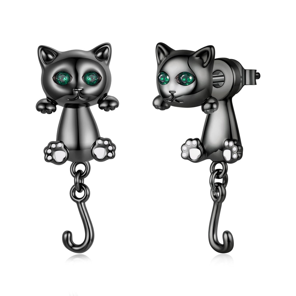 Brass & S925 Silver Earrings | 2.8*1.1cm | White Gold Plated with Pavé Setting CZ for Women