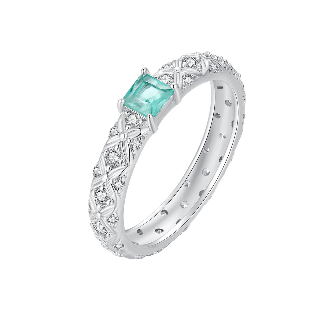 925 Sterling Silver Pavé Set CZ Ring in Size 6 for Women