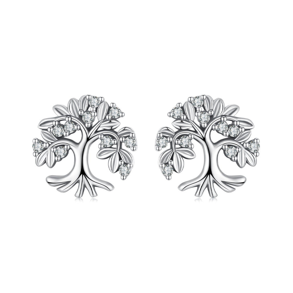 925 Sterling Silver Earrings with Pave Setting CZ - Oxidized Finish - 0.9cm