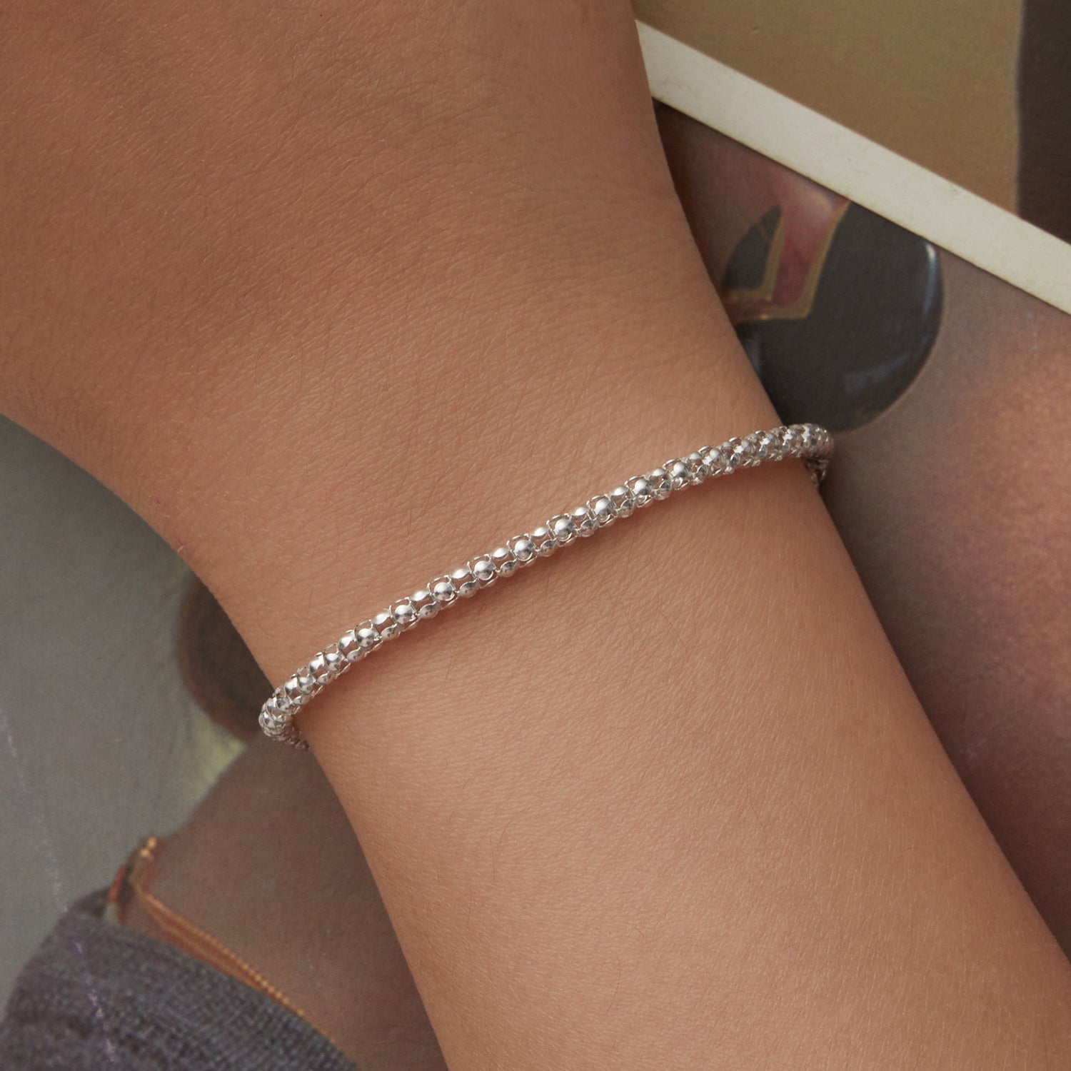 925 Sterling Silver Bracelet 17cm Heart-shaped 1.0cm for Women