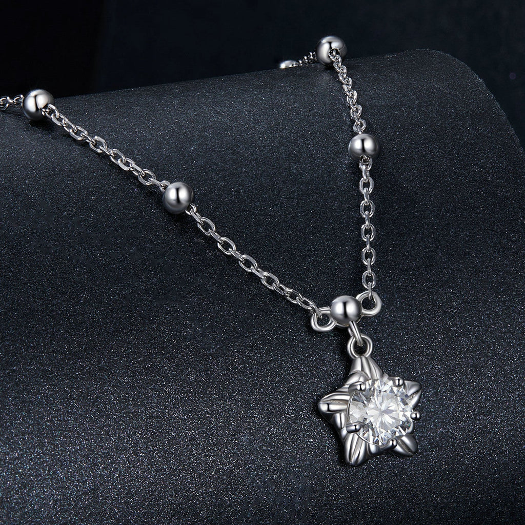 925 Sterling Silver 5mm Moissanite Necklace for Women
