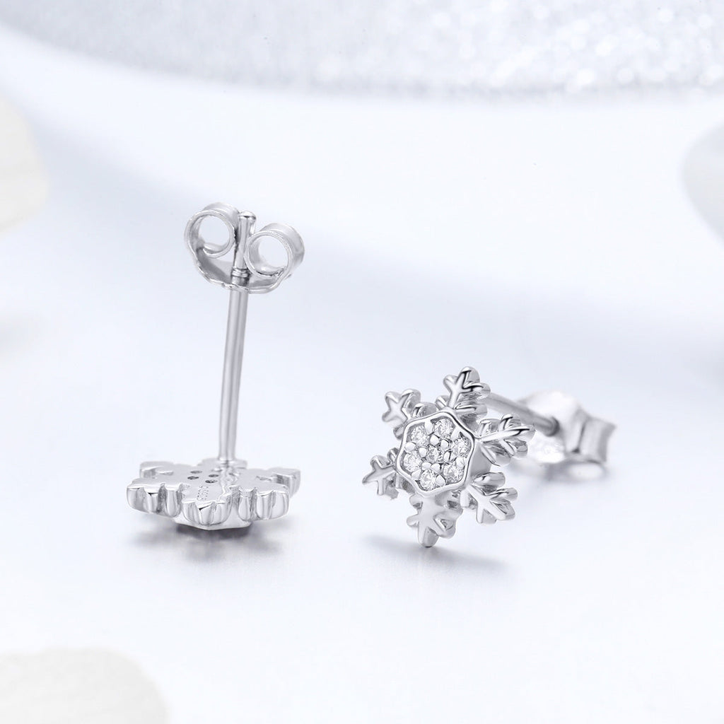 S925 Sterling Silver Earrings with CZ in Pavé Setting - 0.8*0.8cm for Women