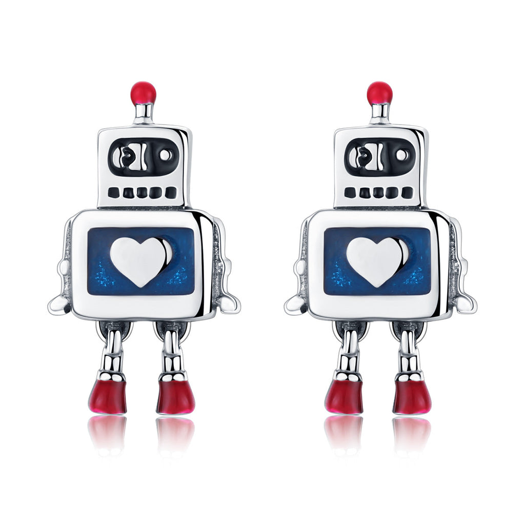 925 Sterling Silver 1.3cm Oxidized Enamel Earrings for Women