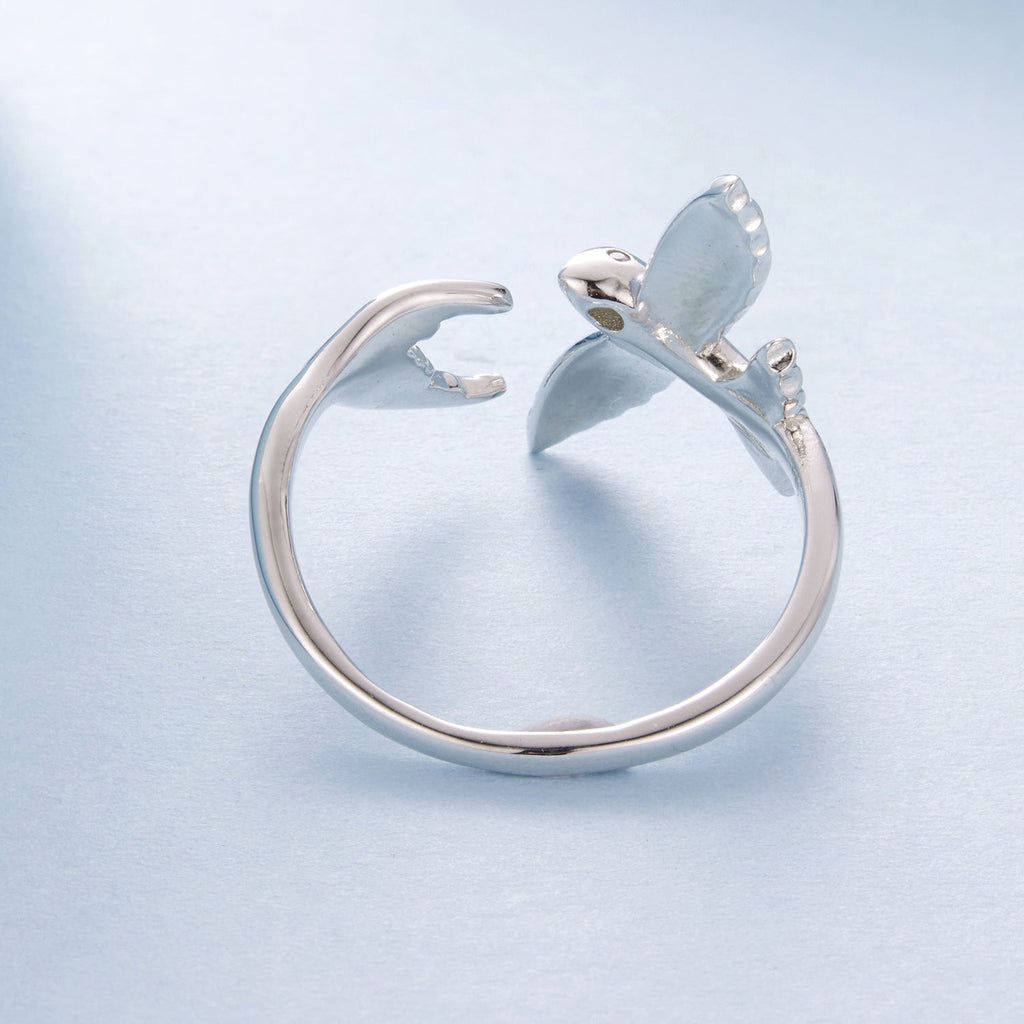 925 Sterling Silver White Enamel Pavé Set CZ Ring for Women
