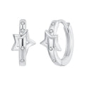 925 Sterling Silver & White Gold Earrings with Pavé Setting CZ - 12x6mm for Women