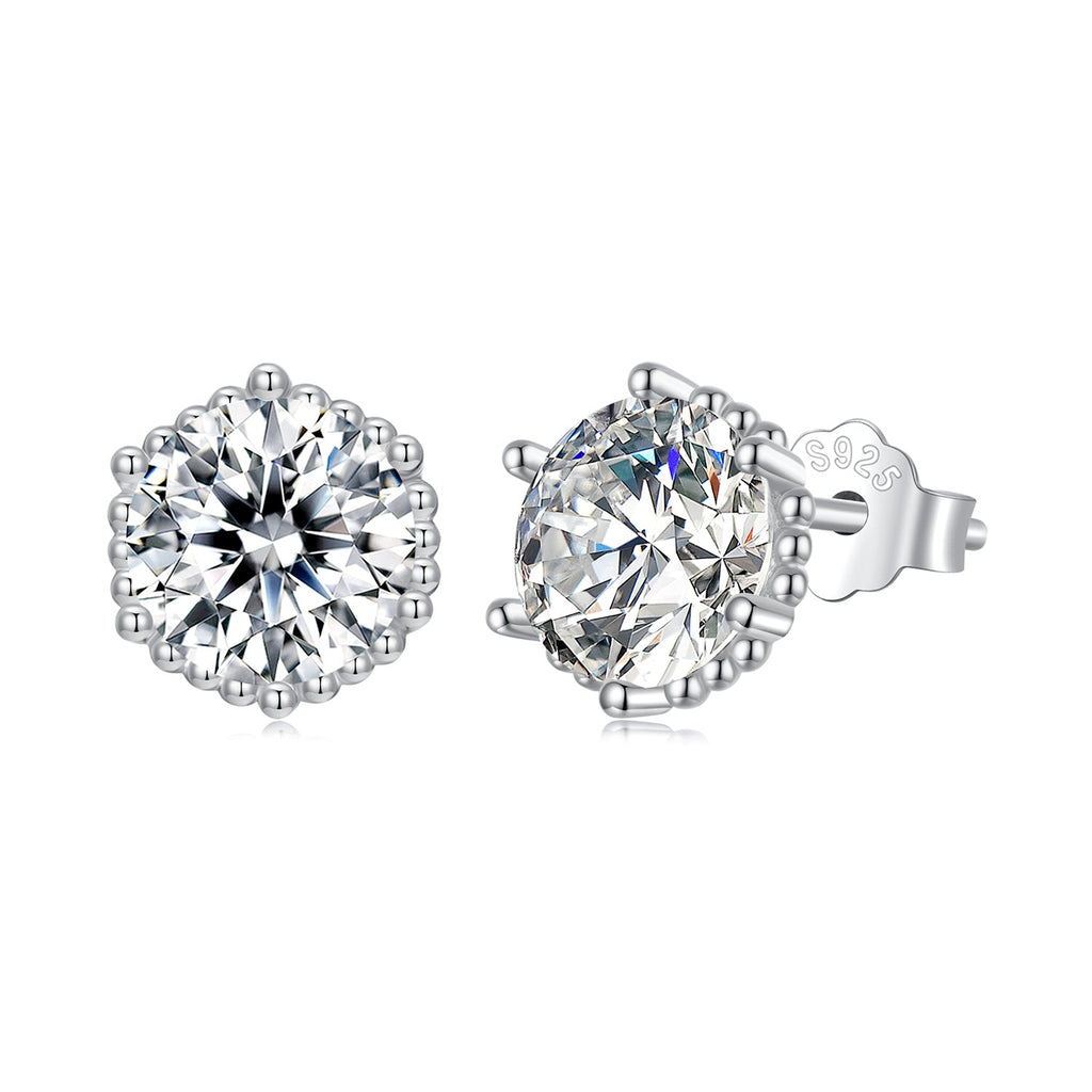 925 Sterling Silver Earrings with Pavé Setting CZ in White Gold Plated