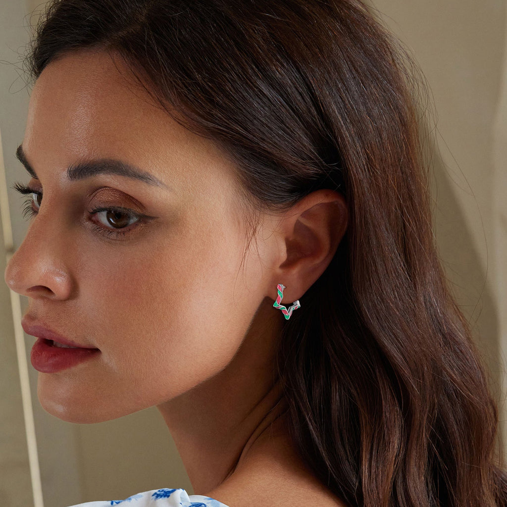 925 Sterling Silver Enamel Plated Platinum Earrings for Women