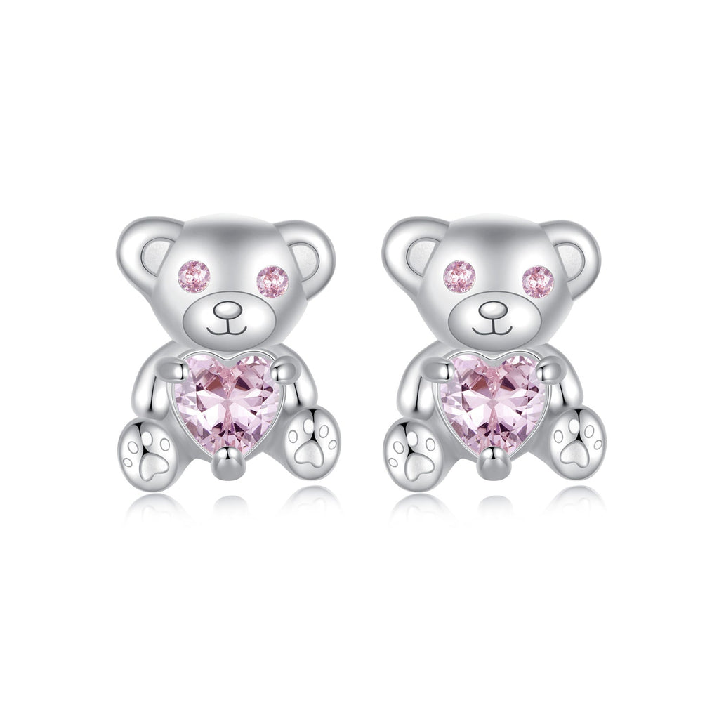 925 Sterling Silver Earrings with CZ in White Gold Plating
