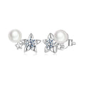925 Sterling Silver 0.20 Carat Moissanite Earrings with Synthetic Pearl for Women
