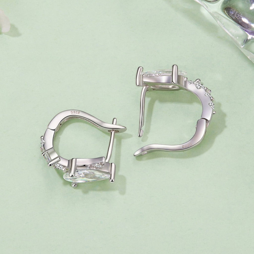 925 Sterling Silver Earrings with White Gold Plating and CZ