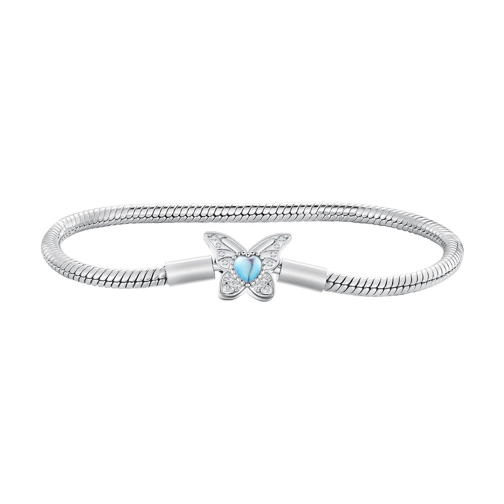 925 Sterling Silver Moonstone Bracelet 17.0 cm Pavé Setting for Women