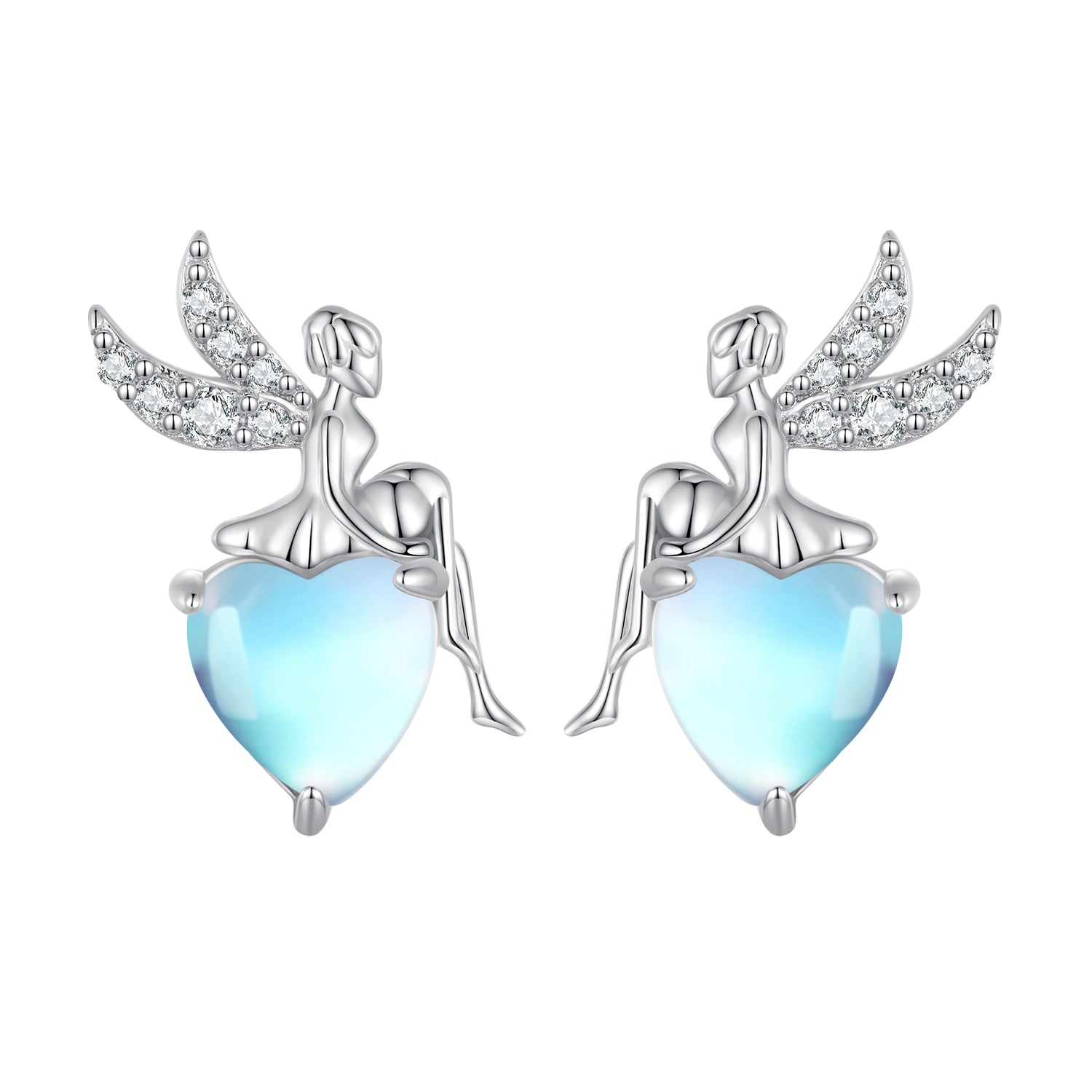 925 Sterling Silver Moonstone CZ Earrings for Women