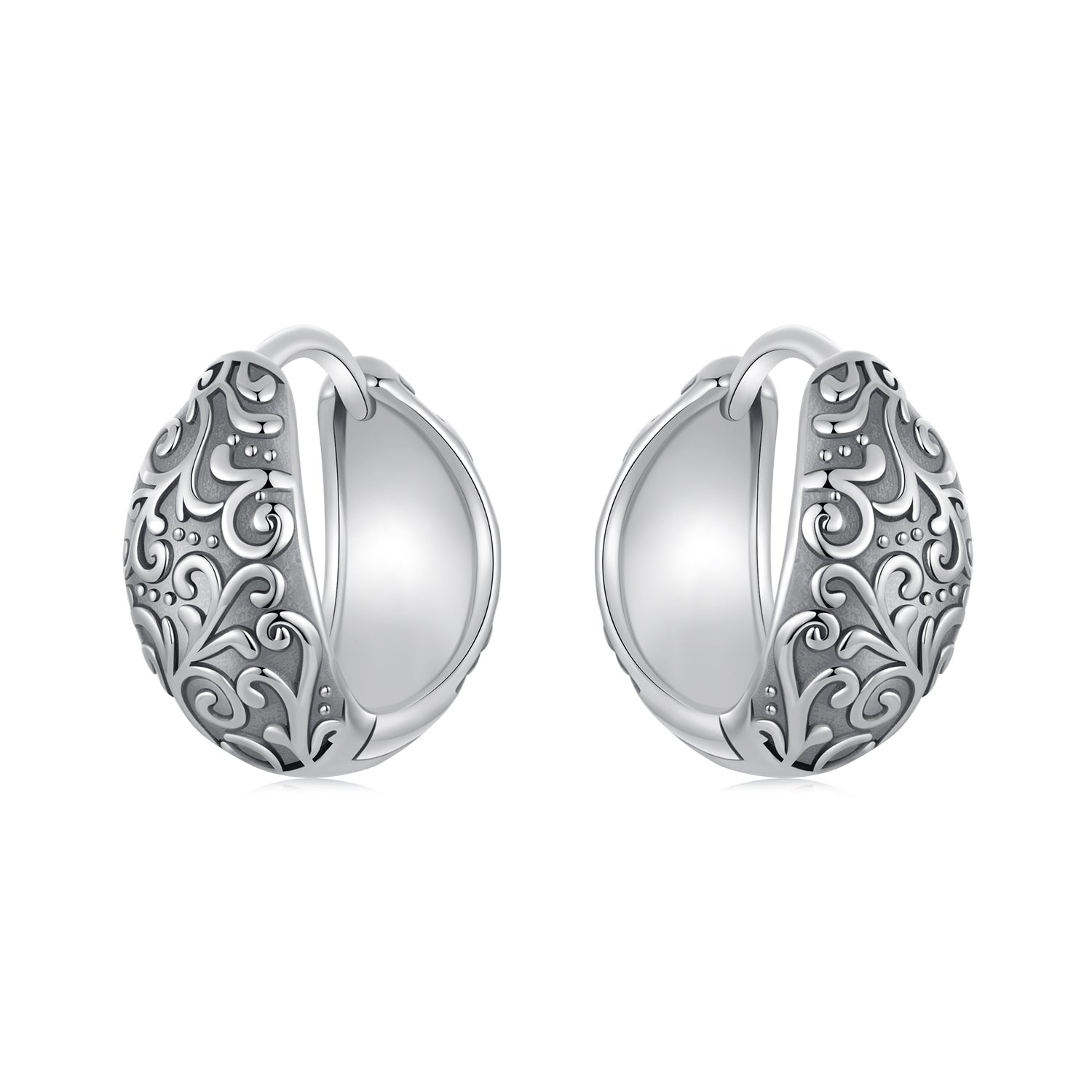 925 Sterling Silver Oxidized Silver Earrings 1.2*0.6cm for Women
