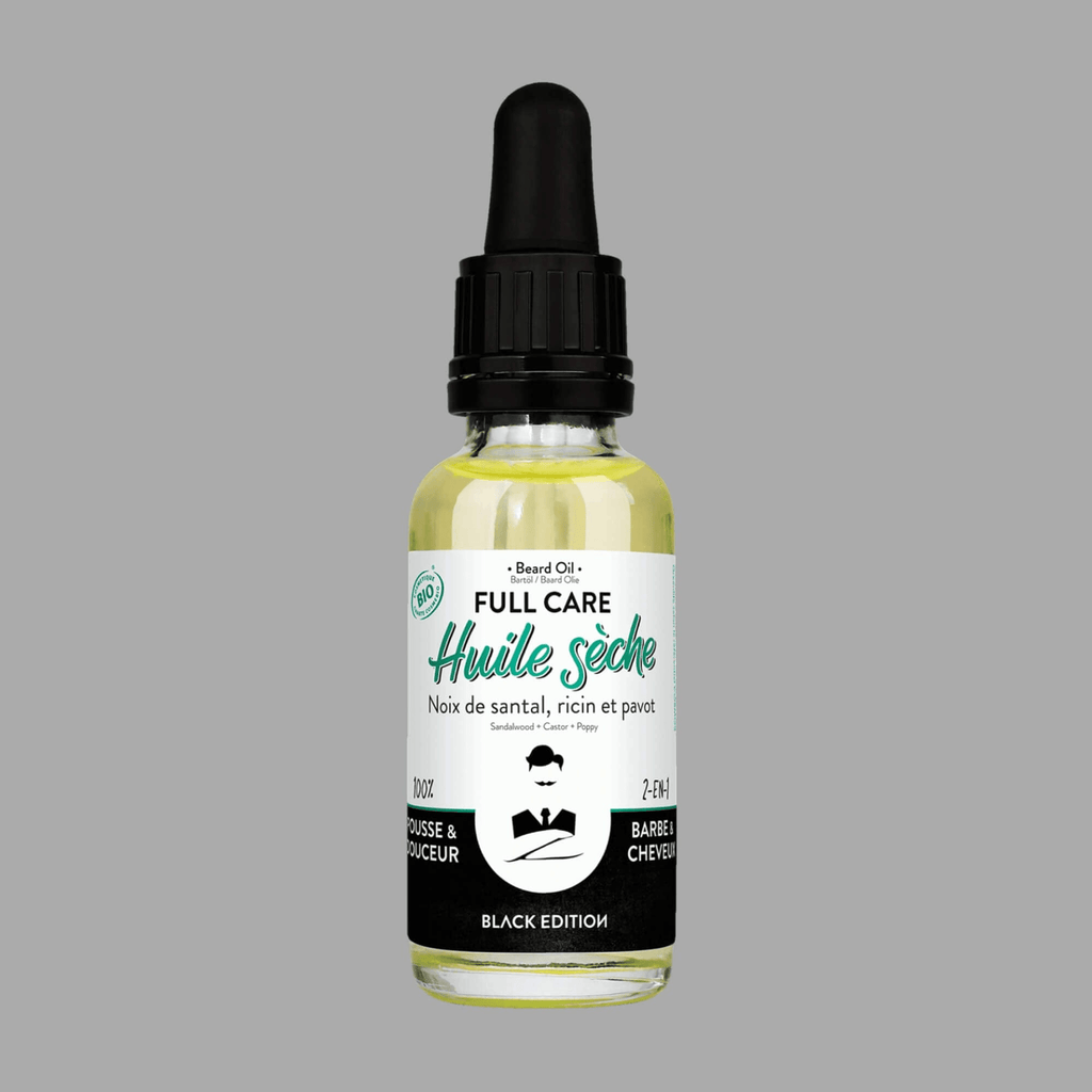 Organic Beard Oil for Men – Full Care Black Edition, Dry Non-Greasy Blend, 30mL