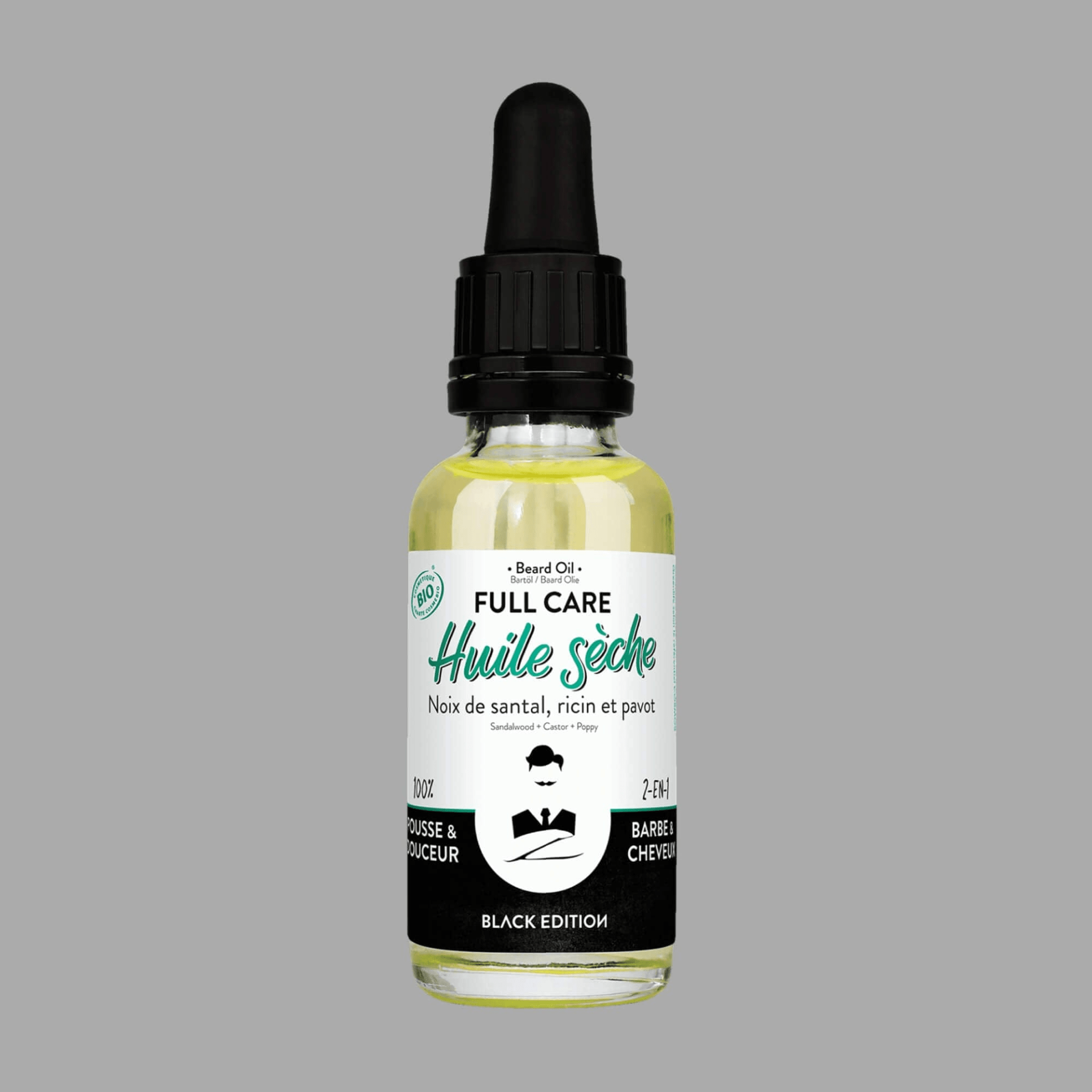 Organic Beard Oil for Men – Full Care Black Edition, Dry Non-Greasy Blend, 30mL