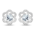0.60 Carat Genuine Aquamarine and White Diamond 14K White Gold Earrings