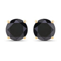 3.48 Carat Genuine Black Diamond 14K Yellow Gold Earrings