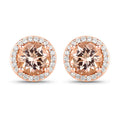 1.60 Carat Genuine Morganite and White Diamond 14K Rose Gold Earrings