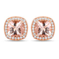 2.71 Carat Genuine Morganite and White Diamond 14K Rose Gold Earrings