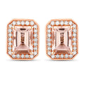 1.82 Carat Genuine Morganite and White Diamond 14K Rose Gold Earrings