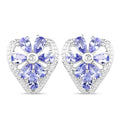 2.97 Carat Genuine Tanzanite & White Topaz .925 Sterling Silver Earrings