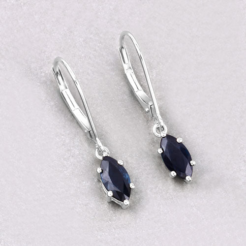 1.20 Carat Genuine Blue Sapphire 10K White Gold Earrings