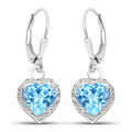 4.20 Carat Genuine Swiss Blue Topaz .925 Sterling Silver Earrings