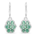 2.48 Carat Genuine Zambian Emerald and White Zircon .925 Sterling Silver Earrings