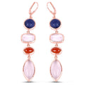 14K Rose Gold Plated 30.55 Carat Genuine Multi Stone .925 Sterling Silver Earrings