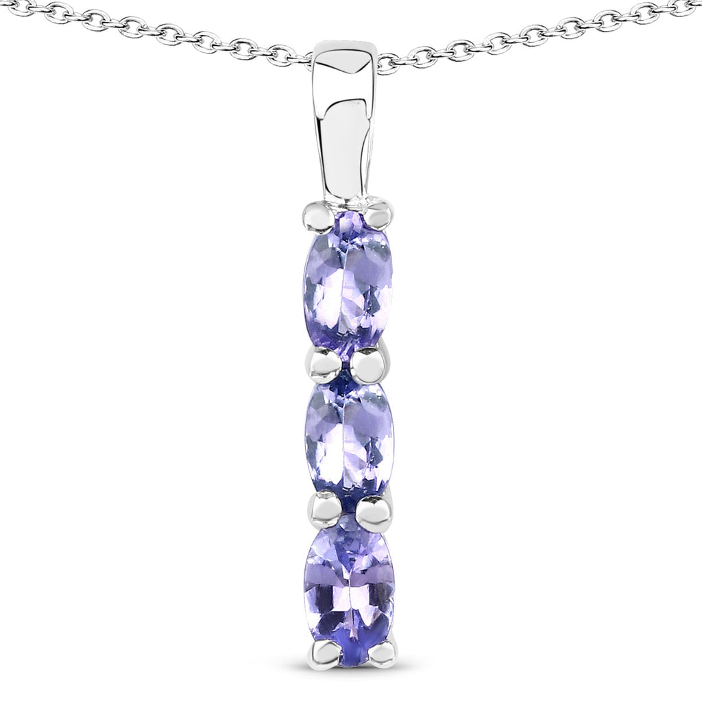 0.75 Carat Genuine Tanzanite .925 Sterling Silver Pendant