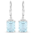 7.91 Carat Genuine Blue Topaz and White Topaz .925 Sterling Silver Earrings