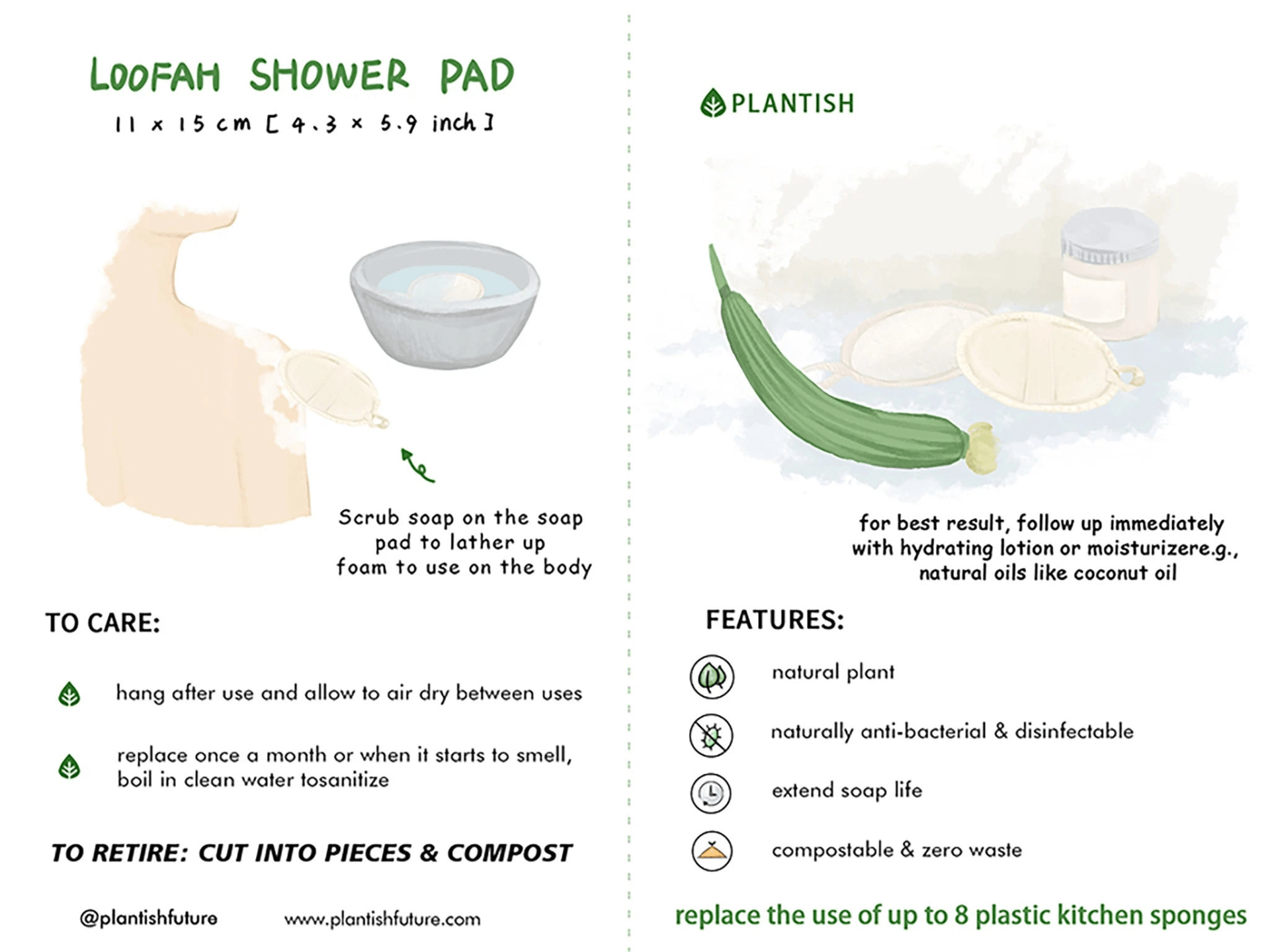 Eco-Friendly Loofah Shower Pad with Hand Strap
