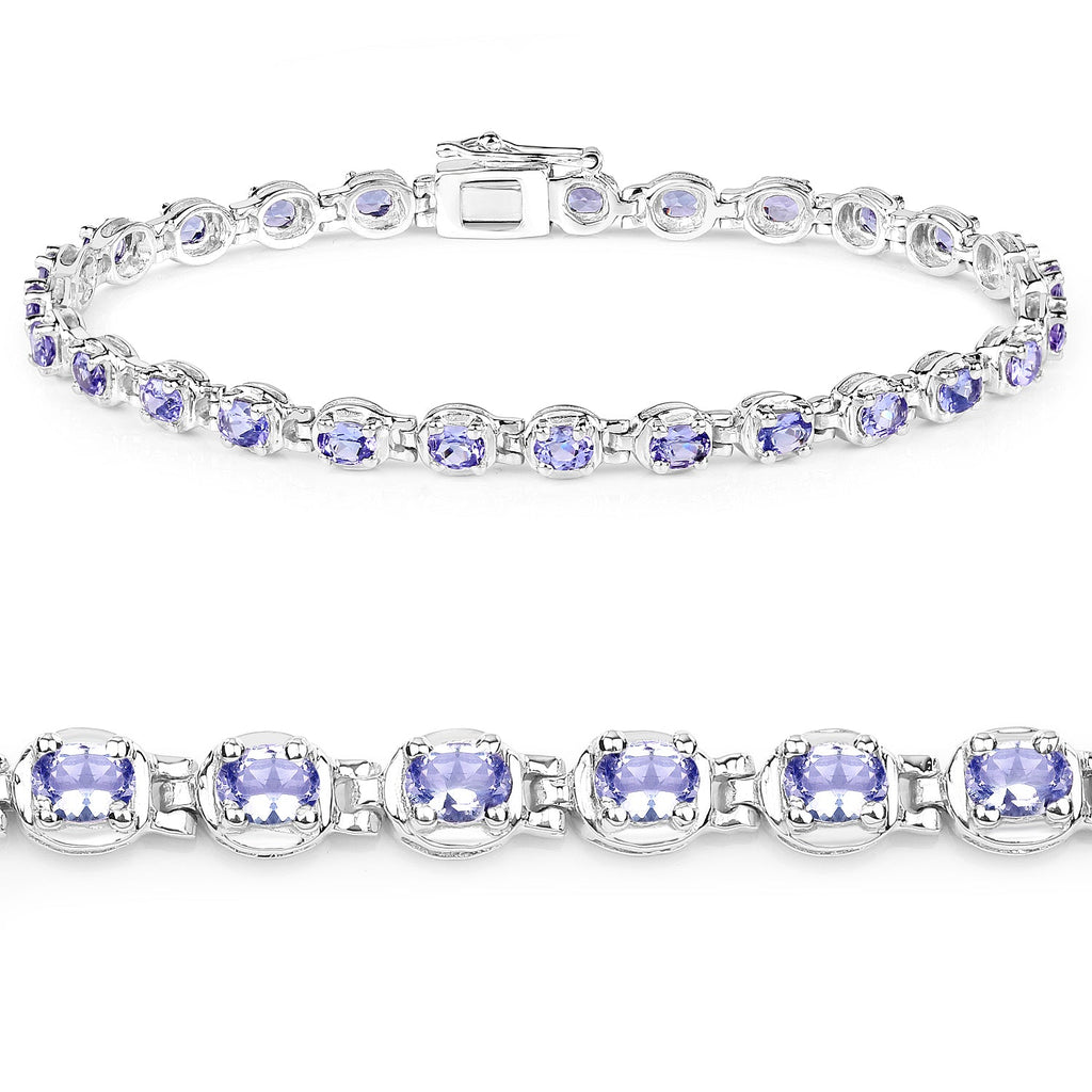 4.59 Carat Genuine Tanzanite .925 Sterling Silver Bracelet