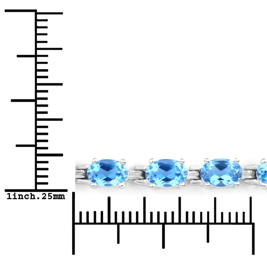 10.71 Carat Genuine Swiss Blue Topaz .925 Sterling Silver Bracelet