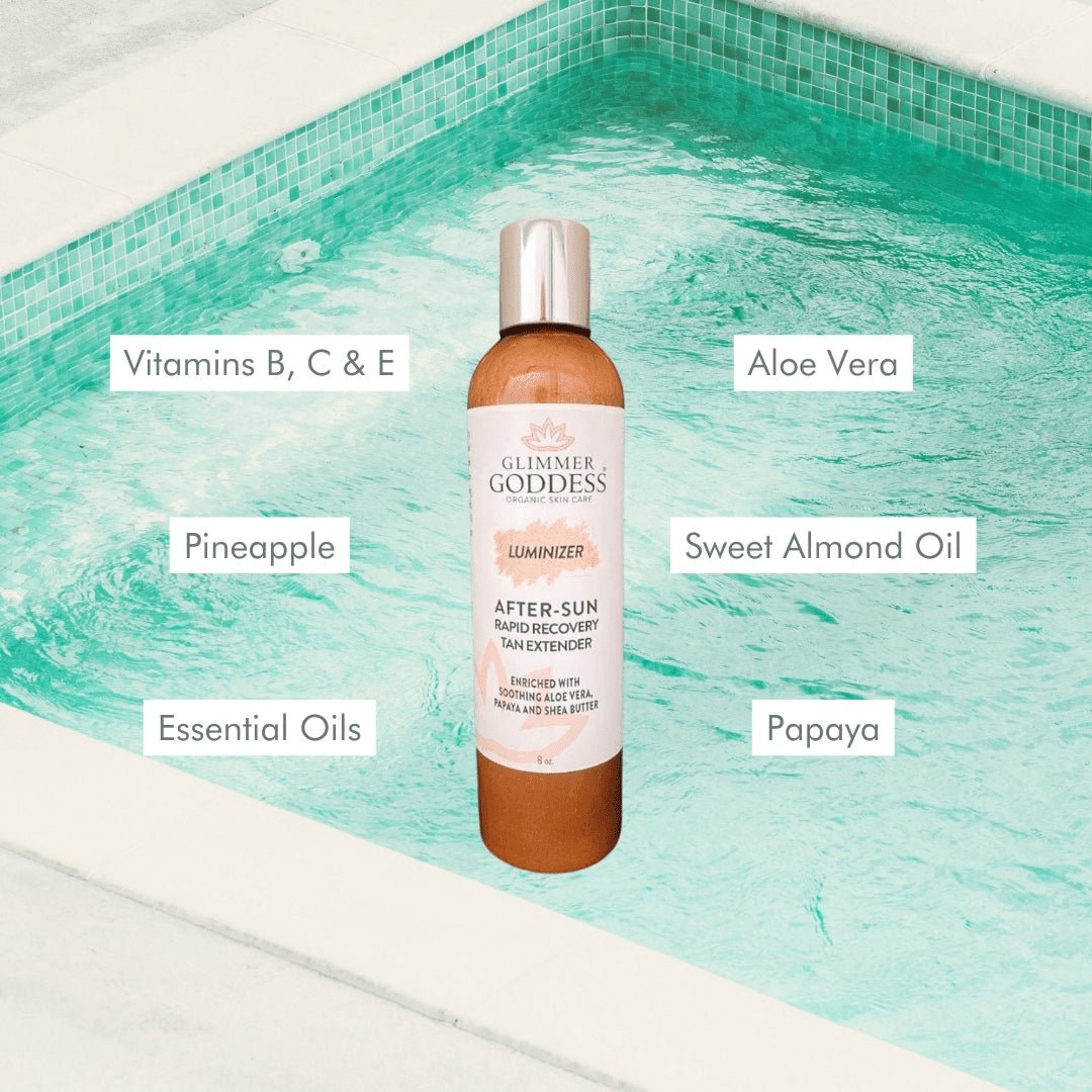 Glimmer Goddess Organic After Sun Lotion - Tan Extender & Luminizing Shimmer