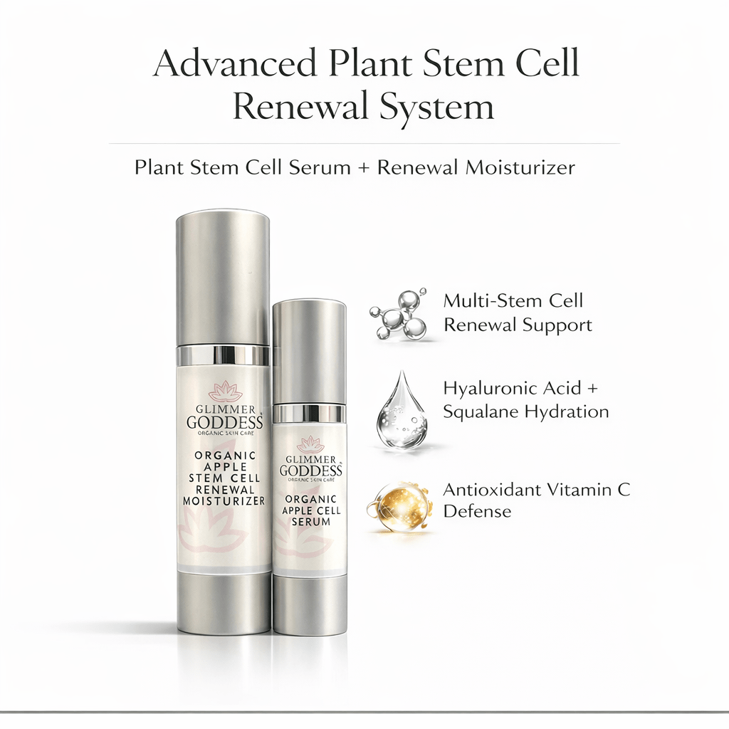 Glimmer Goddess Organic Apple Stem Cell Anti-Aging Duo | Hydrating Serum & Moisturizer for Firm, Radiant Skin